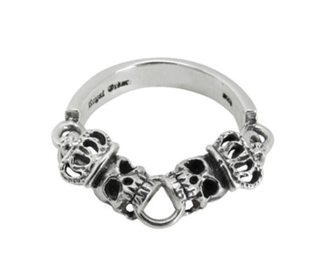 SKULLS w/ CROWNS CHAIN BAND RING