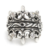 DOUBLE TIARA RIBBON BAND RING w/ CZ