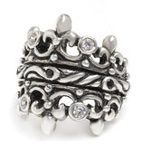 DOUBLE TIARA RIBBON BAND RING w/ CZ