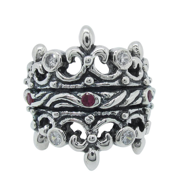 DOUBLE TIARA RIBBON BAND RING w/ CZ