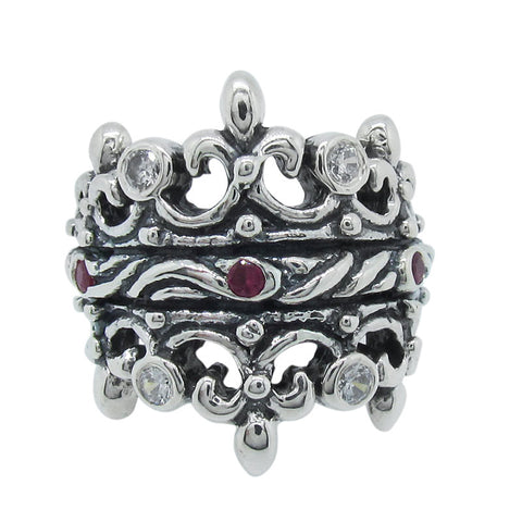 DOUBLE TIARA RIBBON BAND RING w/ CZ
