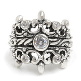 DOUBLE TIARA RIBBON BAND RING W/ CENTER STONE