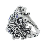 DOUBLE TIARA RIBBON BAND RING W/ CENTER STONE