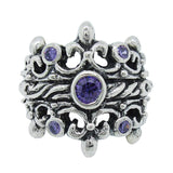 DOUBLE TIARA RIBBON BAND RING W/ CENTER STONE