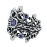 DOUBLE TIARA RIBBON BAND RING W/ CENTER STONE