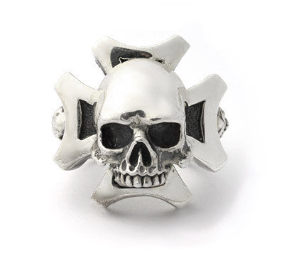 IRON CROSS RING w/ SKULL