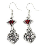 SMALL HEART ROSE FDL DROP EARRING
