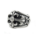 FLEUR-DE-LYS KEEPER RING w/ CZ