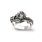 FIONA CROWN SOLITAIRE RING w/ VINES & CZ