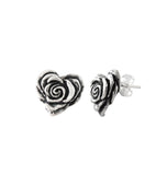 SMALL HEART ROSE STUD EARRINGS