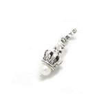 TINY CROWN PENDANT w/ 1 DIAMOND & PEARL