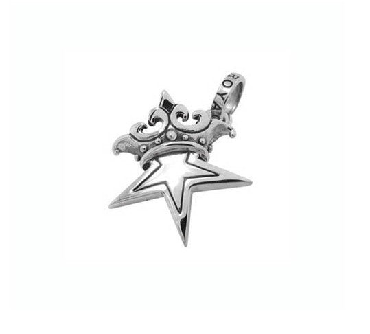 SMALL SOLID STAR w/ CROWN PENDANT