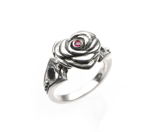 SMALL HEART ROSE RING w/ CZ